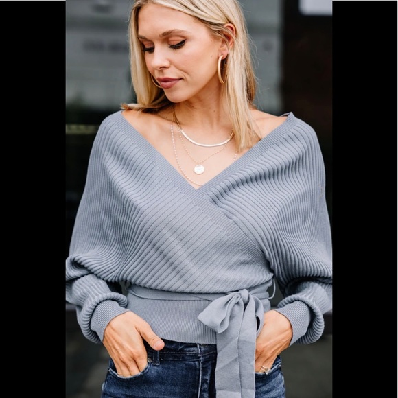 Dreaming of You Steel Blue Sweater/Size M - Picture 1 of 4
